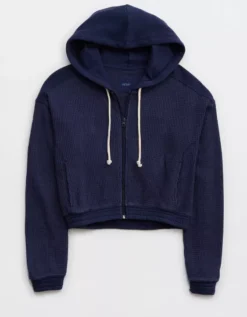 Aerie Cropped Waffle Hoodie -Outlet Aerie Chic Store 0743 3049 410 f