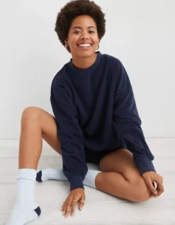 Aerie The Chill Cozy Crew Sweatshirt -Outlet Aerie Chic Store 0743 3190 410 os