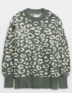 Aerie Leopard Buttercream Sweater -Outlet Aerie Chic Store 0745 3157 357 f