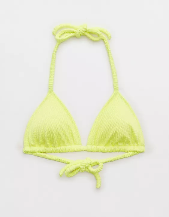 Aerie Shine Pique Scrunchie Tie String Triangle Bikini Top 3 Aerie Shine Pique Scrunchie Tie String Triangle Bikini Top - Image 3