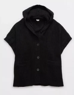 Aerie Hooded Ribbed Cape -Outlet Aerie Chic Store 1497 8530 073 f