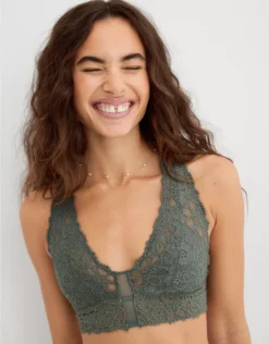 Aerie Show Off Eyelash Lace Padded Plunge Bralette
