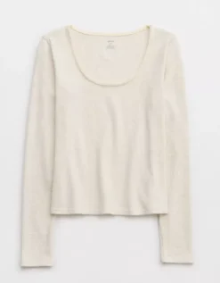 Aerie Waffle Scoop Neck Top -Outlet Aerie Chic Store 2782 1393 062 f