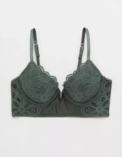 Aerie Show Off Plunge Push Up Rooftop Garden Lace Bra -Outlet Aerie Chic Store 6732 5078 357 f